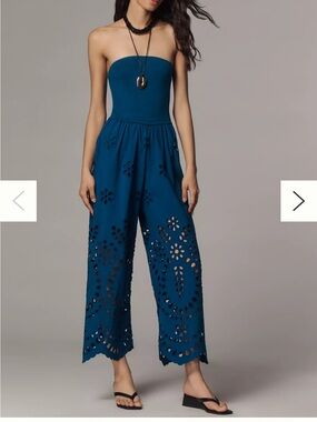 Saylor Oriella Strapless Eyelet Jumpsuit Anthropologie